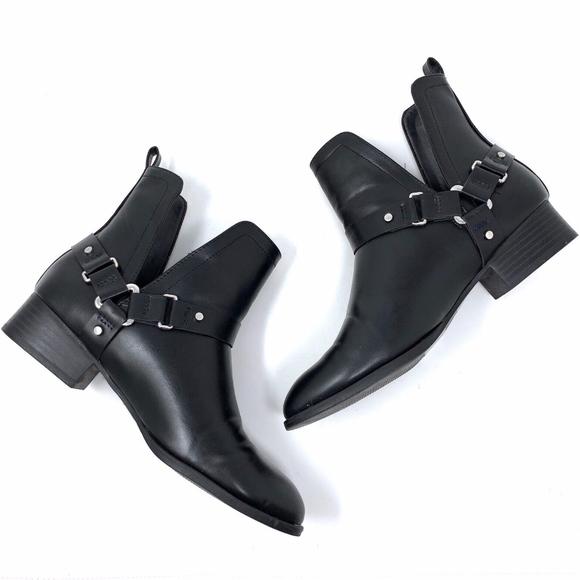 Forever 21 Shoes - Forever 21 Black Leather Pull On Moto Ankle Boots